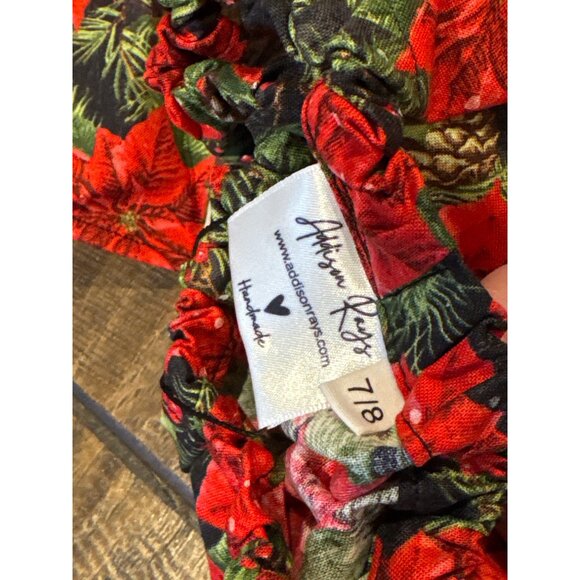 NWT Girls Christmas Poinsettia Print Dress & Bloomers Set 7/8 - Picture 9 of 9